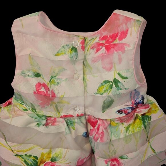 Wonder Nation Toddler Floral Sundress 18Mo Layered Petticoat White Pink Poly - Picture 4 of 11